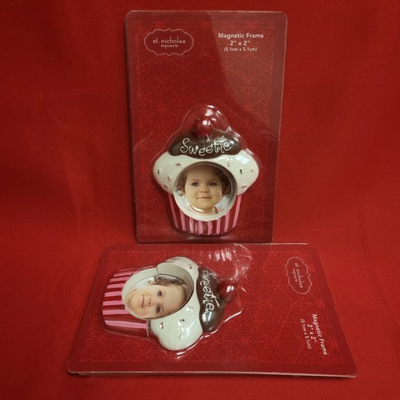 Magnetic Refrigerator Picture Frame Cupcake St Nicholas Square Set of 2 - Picture 10 of 10